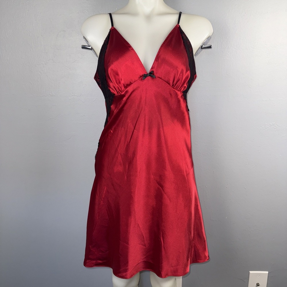 Apt. 9 Slip Dress Chemise Large Red Black Lingerie Babydoll Whimsygoth